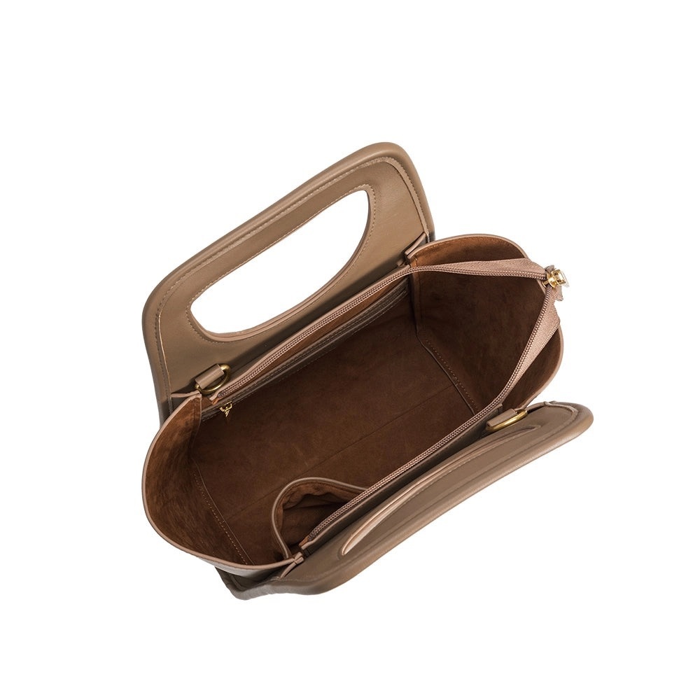 Melie Bianco Dena Recycled Vegan Top Handle Bag in Taupe - Picture 4 of 10